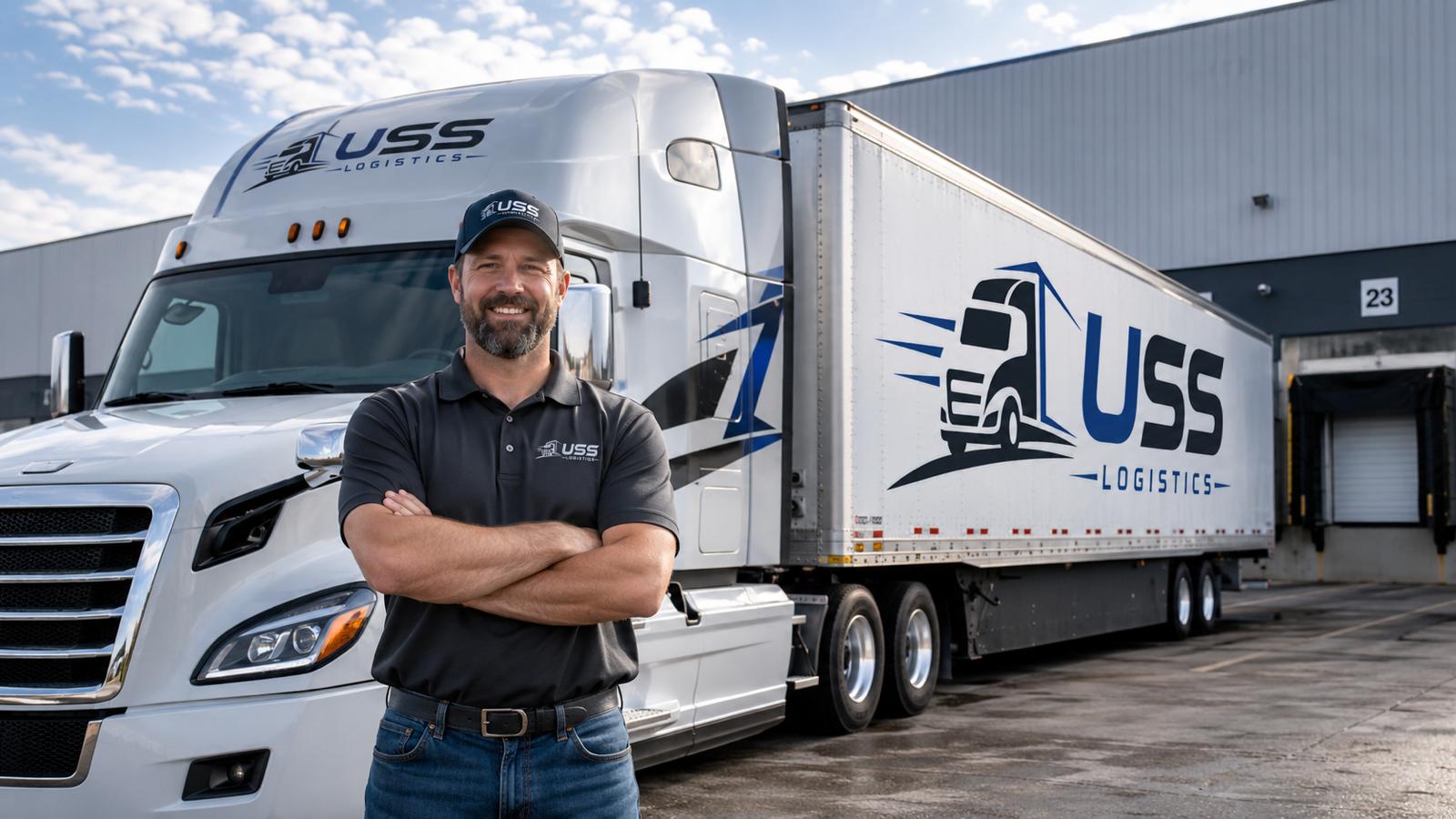 USS Logistics driver with branded tractor and trailer